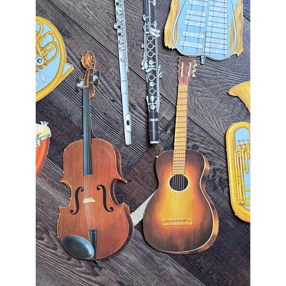 Vintage Musical Instruments Die-cut Cutouts Band Music Cardstock Classroom - Picture 3 of 10